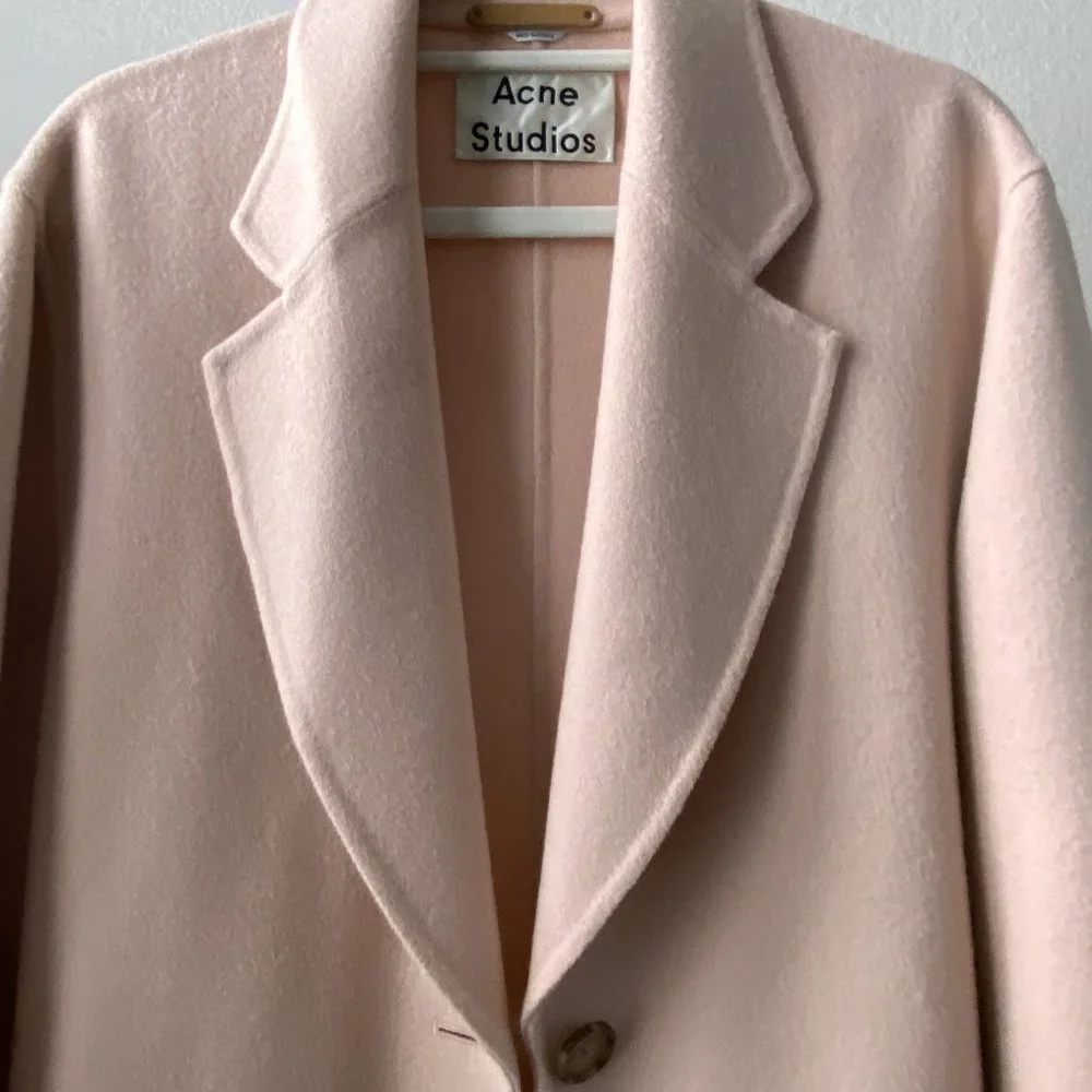 ACNE STUDIOS COAT LANDI DOUBLE FACE WOOL CASHMERE COAT PASTEL PINK SIZE 40 M - Picture 5 of 12
